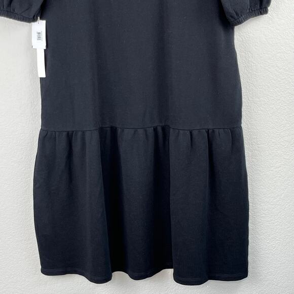 Caslon Cotton Black Drop Waist Short Sleeve Babydoll Mini Dress Med/Large NWT - Picture 7 of 13
